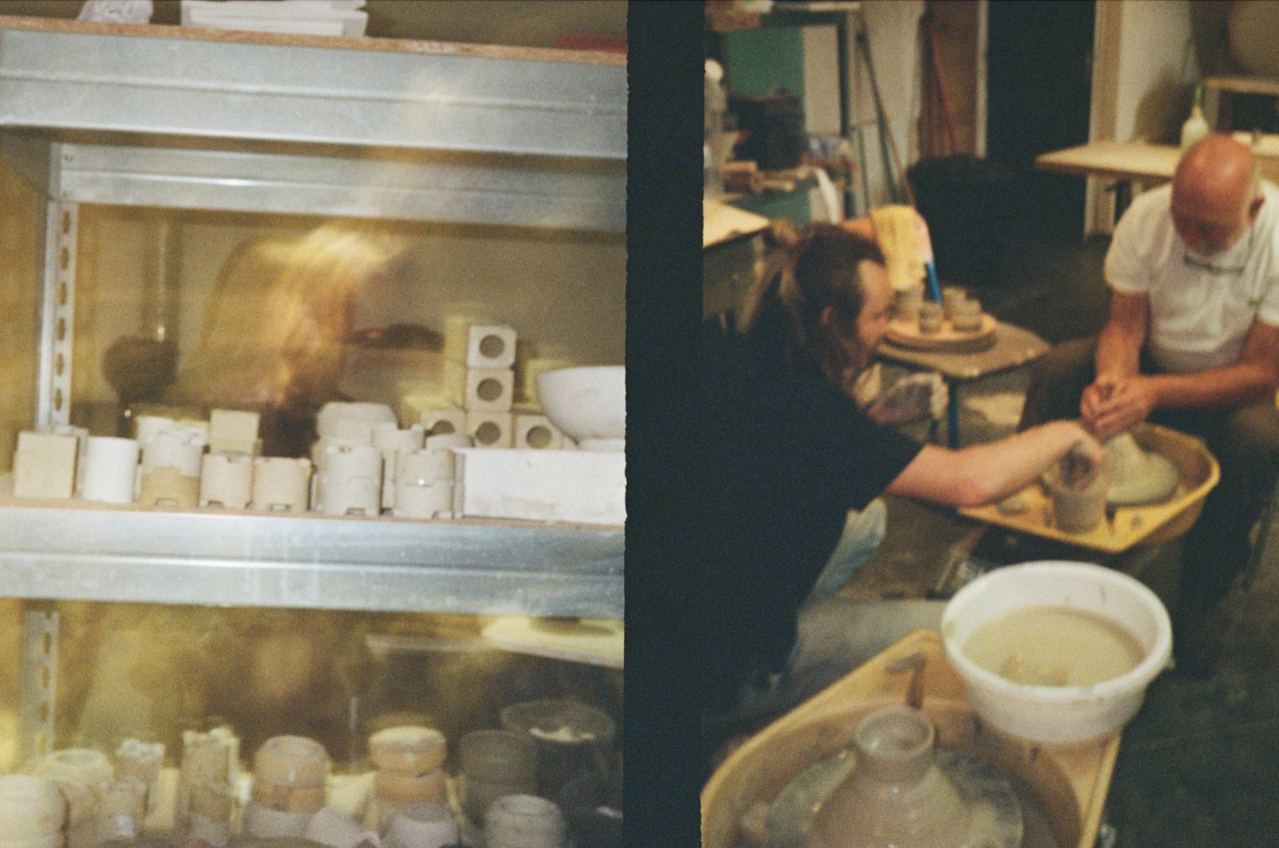 Loading the kiln and teaching a student