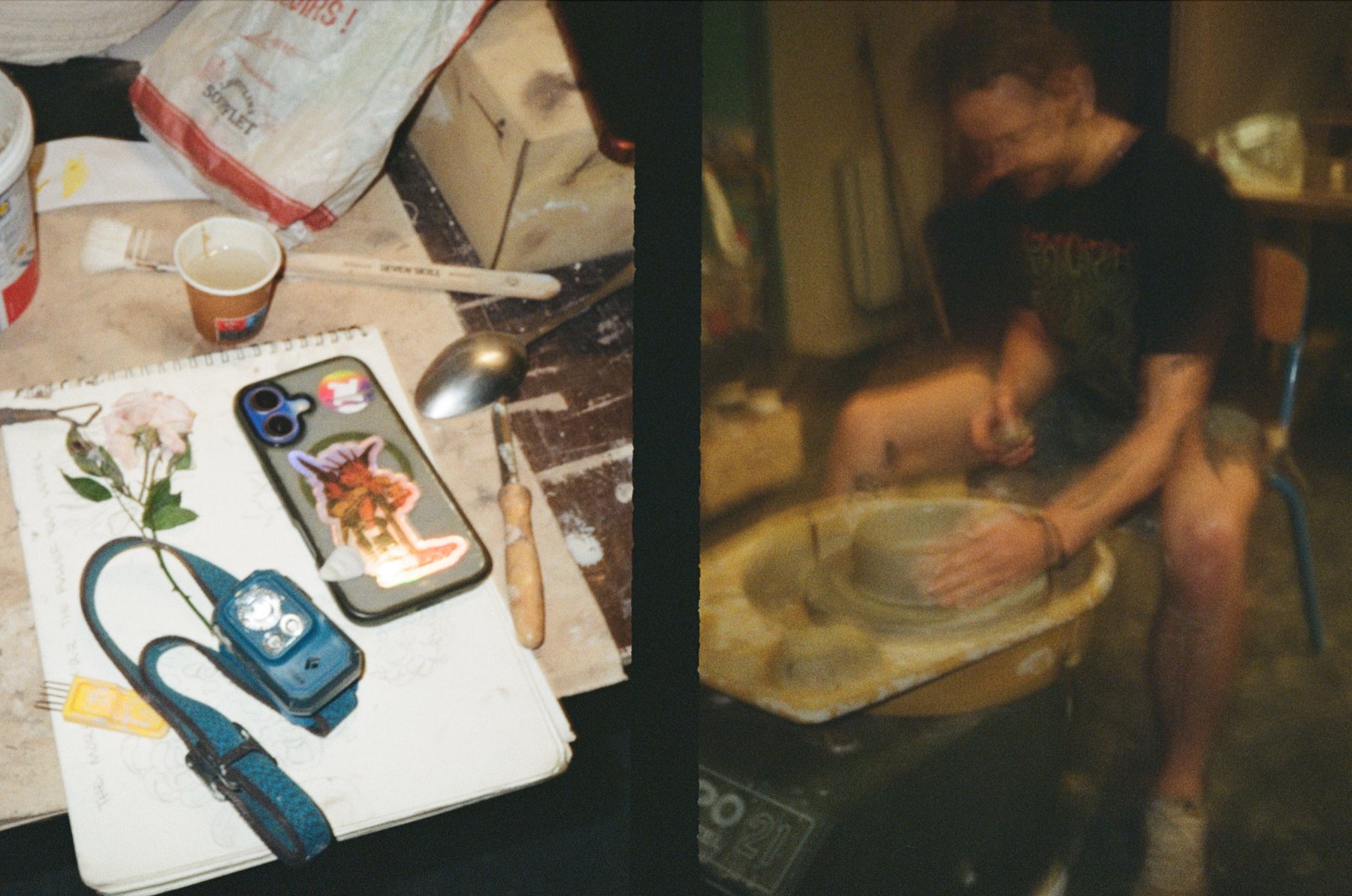 Sketchbook and headlamp